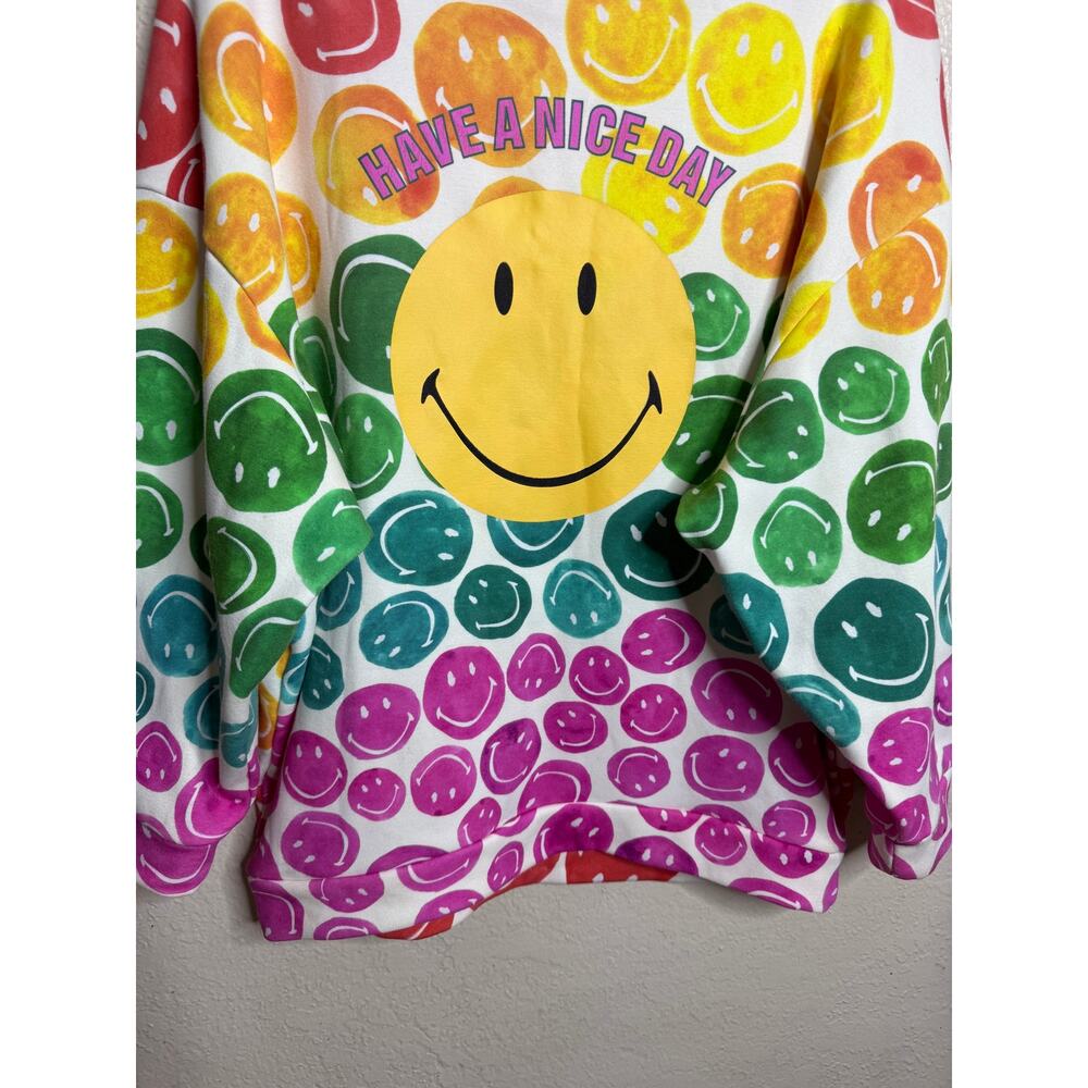 FARM Rio x Smiley Rainbow Dopamine Happy Face Graphic Sweatshirt M - Picture 7 of 13